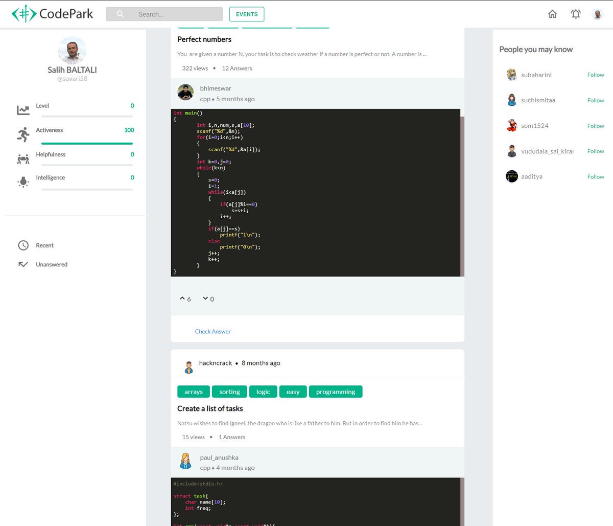 salih_baltali's tweet image. ASK-LEARN-CODE-SHARE sloganıyla yola çıkan sitede sorulan sorulara herkes istediği programlama dilinde yanıtlar veriyor. Dilerseniz siz de soru sorabilirsiniz. Takip ettiğiniz kişilerin soru ve cevaplarına da erişebilirsiniz. #CodePark
codepark.in