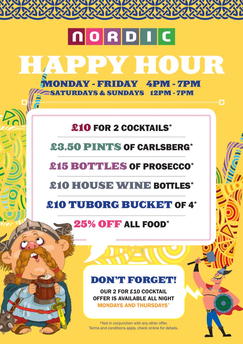 NordicBar's tweet image. Why limit happy to just one hour?

Here at Nordic we have 3 of the happiest hours in London! Join us for £3.50 pints, 2 cocktails for £10 and even 25% of of food! 😍
.
.
.
.
#TuesdayThoughts #tuesdayvibes #NordicBar #happyhour #cocktails #beer #food #foodporn #yummy