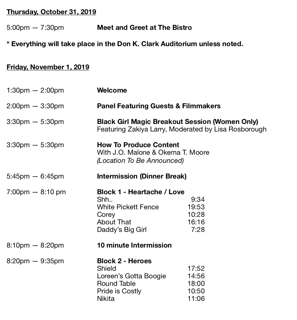 PVAMU_LCOM's tweet image. Schedule for #festivalonthehill2019 (1/2)