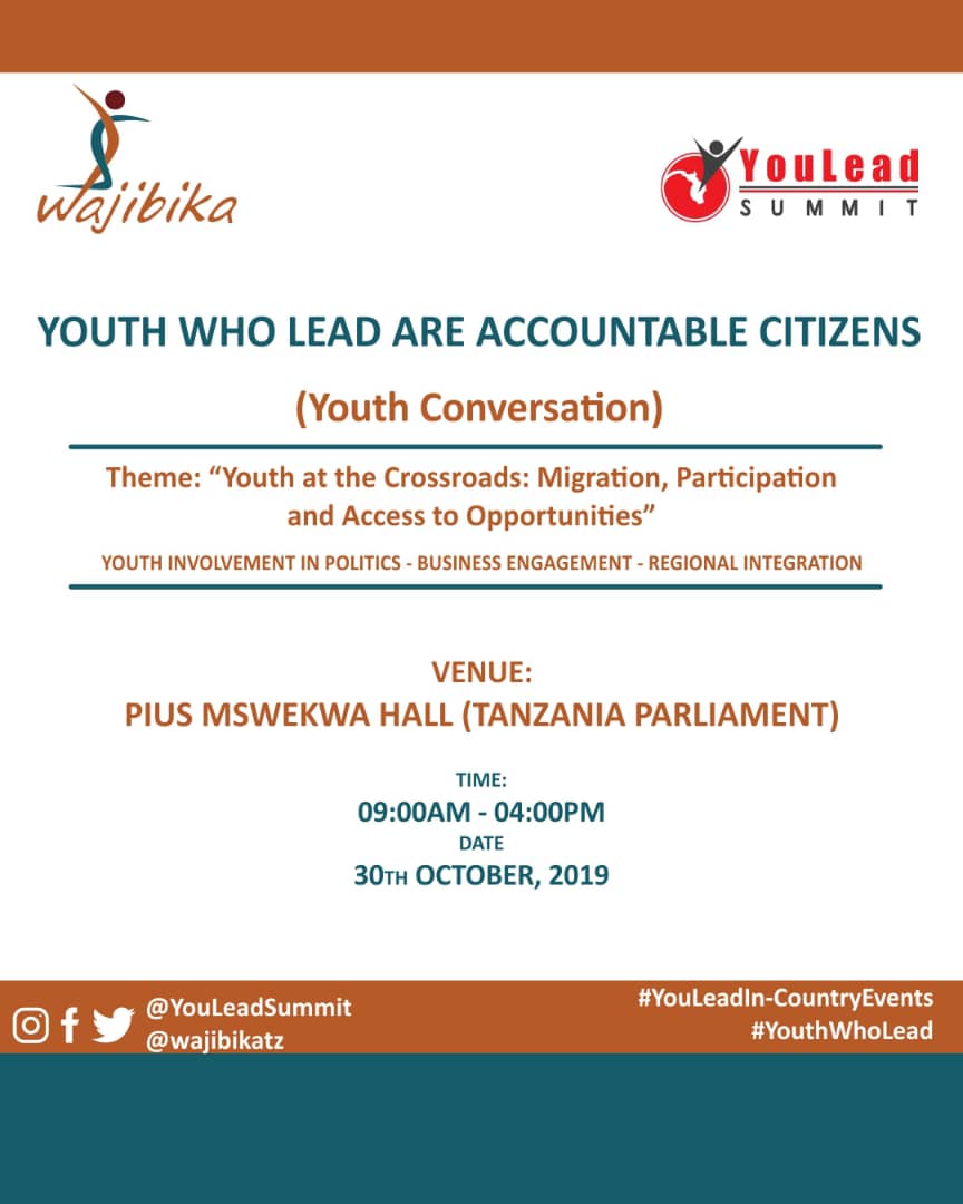 Tomorrow <a href="/wajibikatz/">Wajibika</a> and @YouLeadSummit will host over 120 youth from different institutions and political parties in Tanzania  to discuss youth related issues ahead of the #YouLeadSummit19.

We are excited to meet them all and hear about their ideas and challenges.