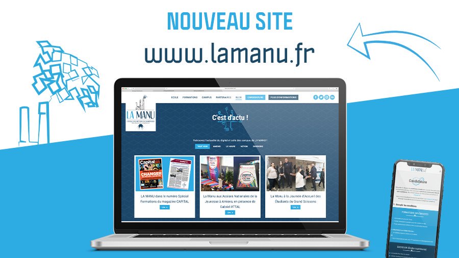 [NOUVEAU SITE LAMANU.FR]
On est très heureux de vous présenter la nouvelle version du site ! 😀 Qu'en pensez-vous ?😉 Retrouvez nos #Formations, les #Campus, le #Blog... sur lamanu.fr ! 😊 💻📱