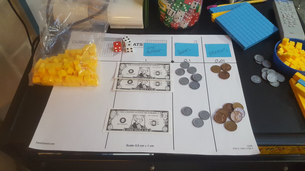 TashaMarkham3's tweet photo. Using manipulatives to reinforce decimal addition in 5th grade is still fun! https://t.co/WWezmoNCgs