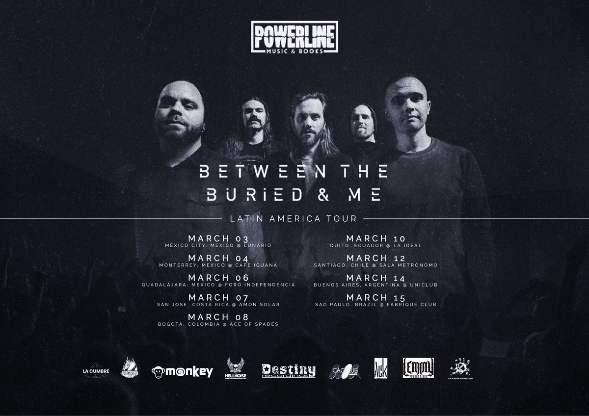 powerline_shows's tweet photo. Between the Buried and Me dia 15 de março, em São Paulo! https://t.co/wDLgH31XLr