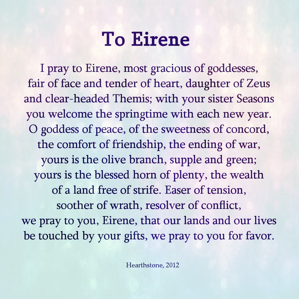 A prayer to Eirene, Greek goddess of peace.

#paganprayer #greekgods #hellenicgods #goddesseirene #eirene #goddessofpeace