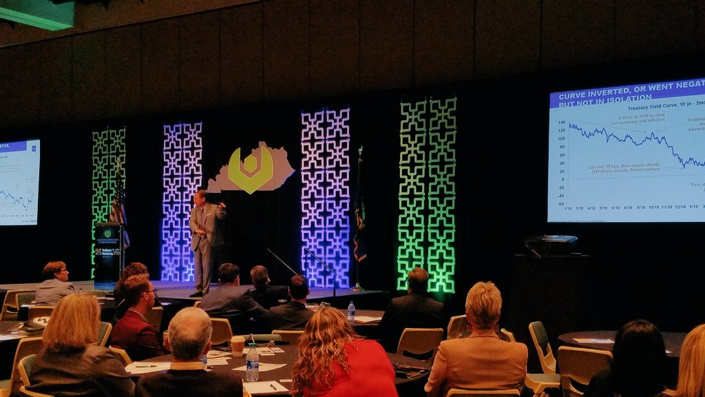 kymanufacturing's tweet photo. Great session from @DanNorthEcon of @eulerhermesNA at our #KAMSummit19 on the current state of the economy & leading trends in the North American business atmosphere.
#kymfg #kymanufacturing #ThinkKY #TeamKY https://t.co/V5EwxKUmJc