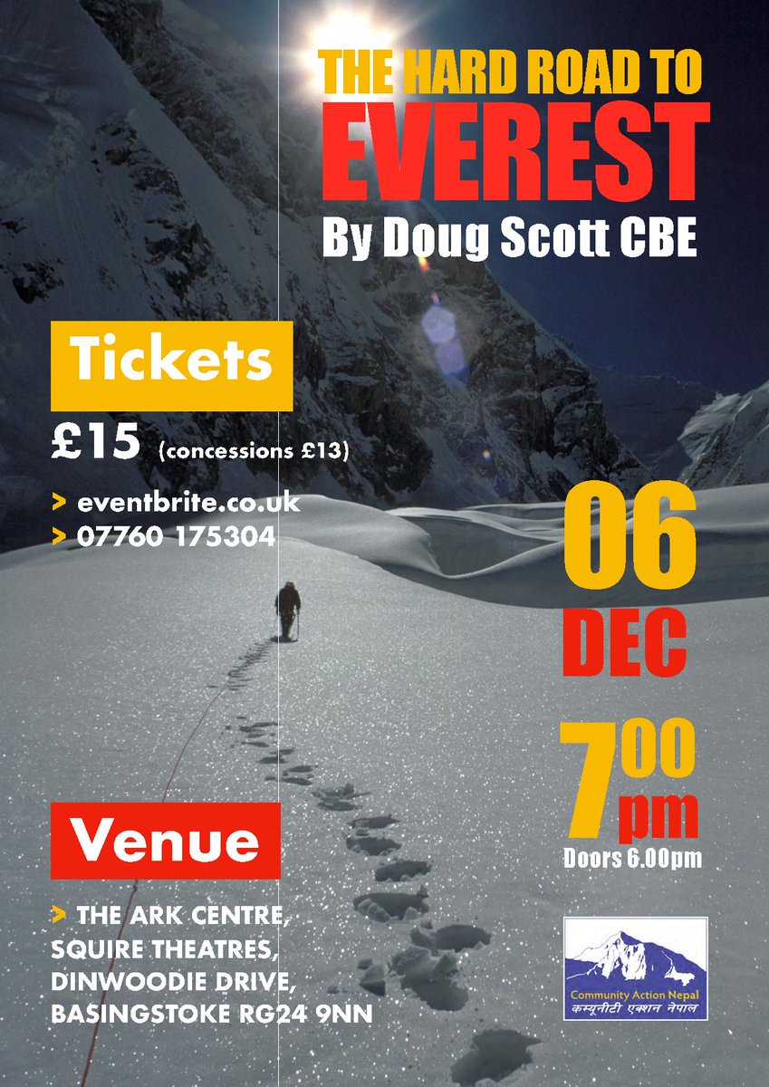 Legendary mountaineer #dougscott will give a fascinating insight on Friday 6th December here at the 
<a href="/ArkCentre/">ArkConferenceCentre</a> into how he came to be one of the first Britons to reach the summit of #everest in 1975
bit.ly/2Prm7Rd