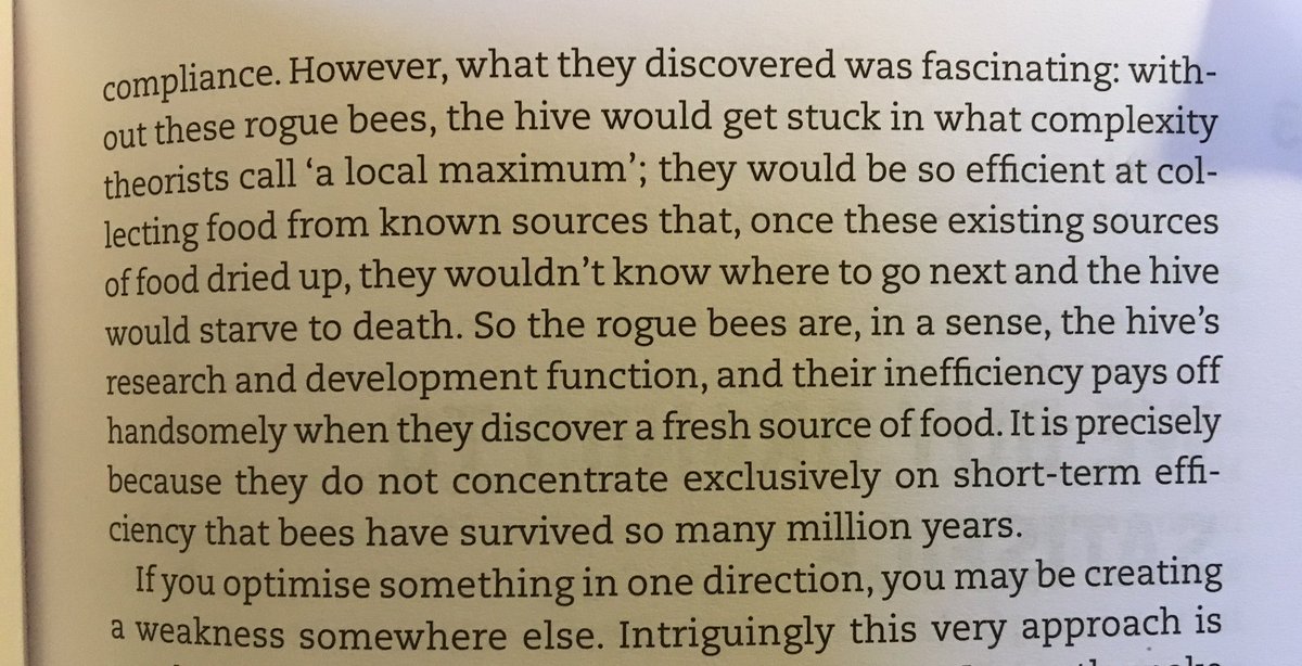 rshotton's tweet photo. A lovely piece from Alchemy by @rorysutherland on the waggledance of bees and why and unrelenting focus on efficiency can backfire in the long term https://t.co/SYbke2Fj84