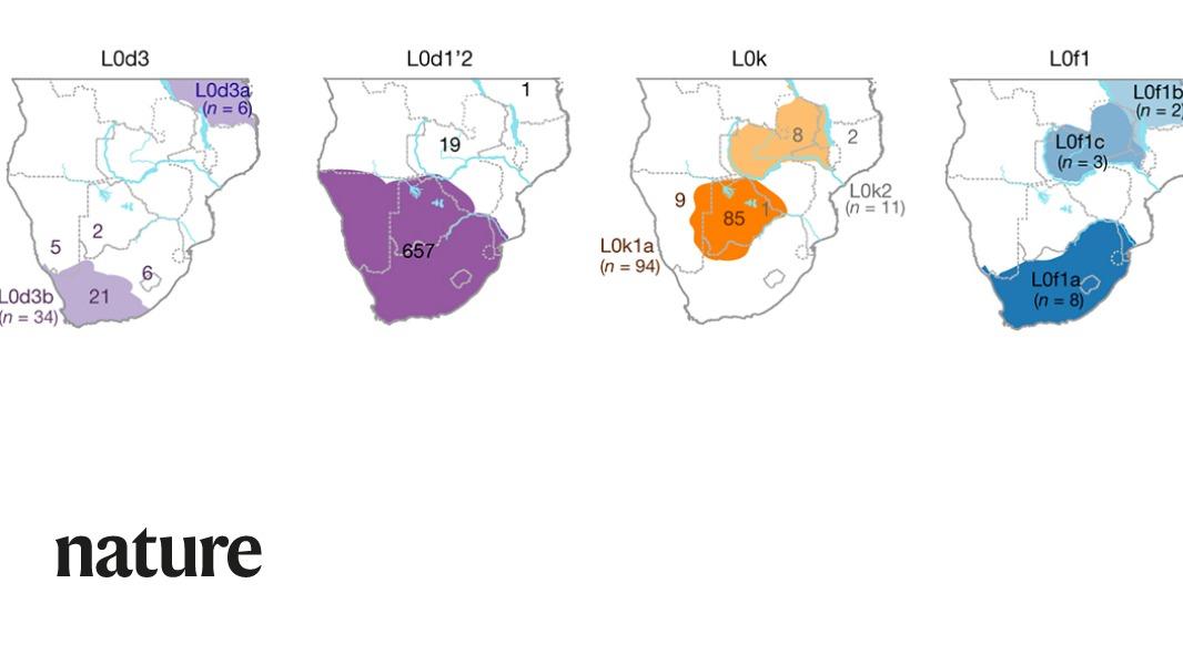 NaturePortfolio's tweet photo. The ancestral homeland of all humans alive today can be found south of the Zambezi River, in northern Botswana, according to a study in Nature. The research adds temporal and geographical context to the story of modern human evolution. https://t.co/kqz11uf3t3 https://t.co/k2IP74wKqF