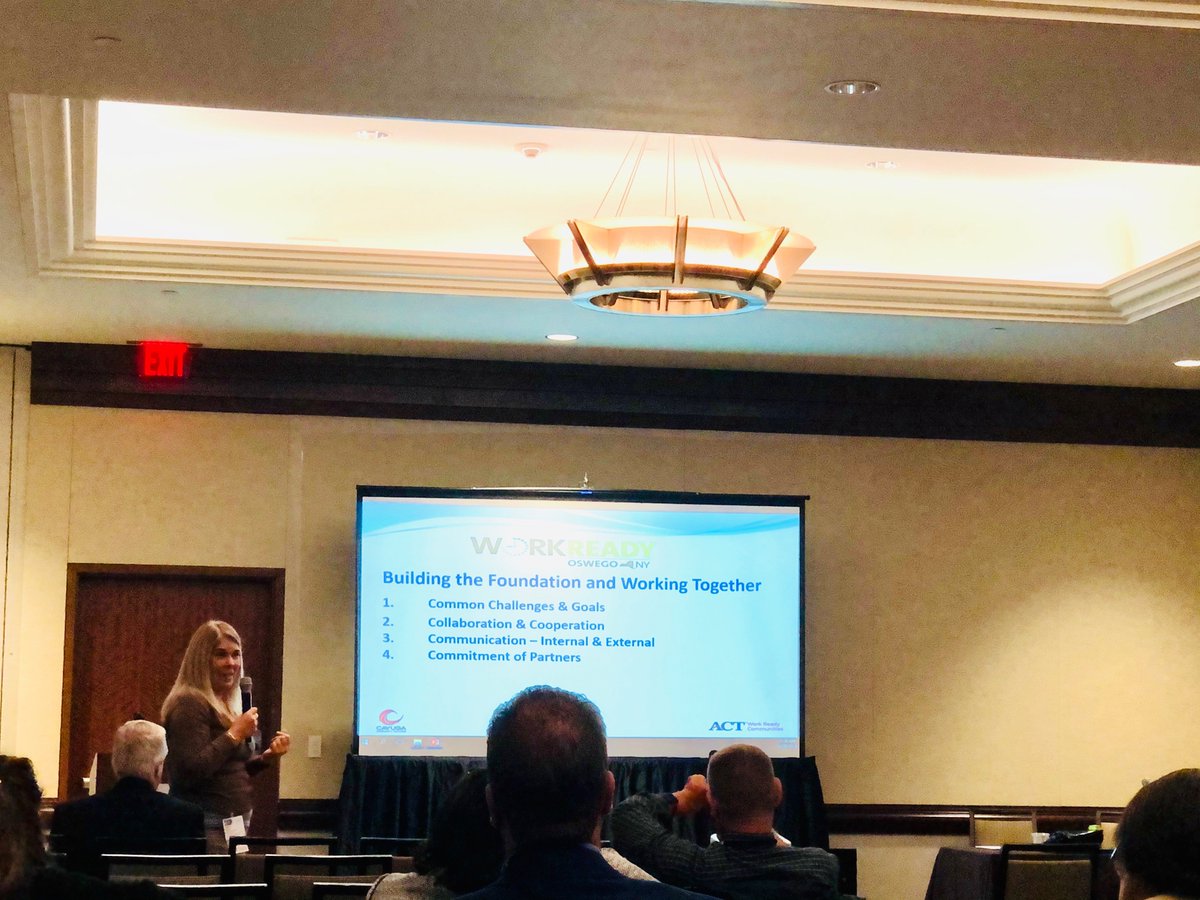 ACT's tweet image. Oswego County, the first certified #ACTWorkReadyCommunity in the Northeast sharing 4 C’s and #protips for those working to build their regional collaboration and economic/workforce development partnerships. 

#ACTworkforce