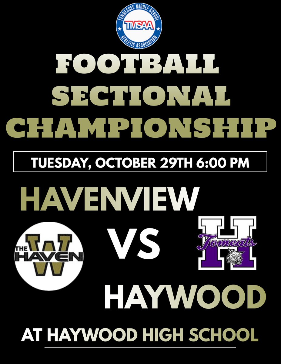 MSCIAAfever's tweet image. The Tigers of Havenview travel to Haywood County tonight for the 2019 West TN TMSAA Large Schools Football Championship.  Good luck to Havenview and safe travels to the team and fans!  @SCSK12Unified @HavenviewTigers