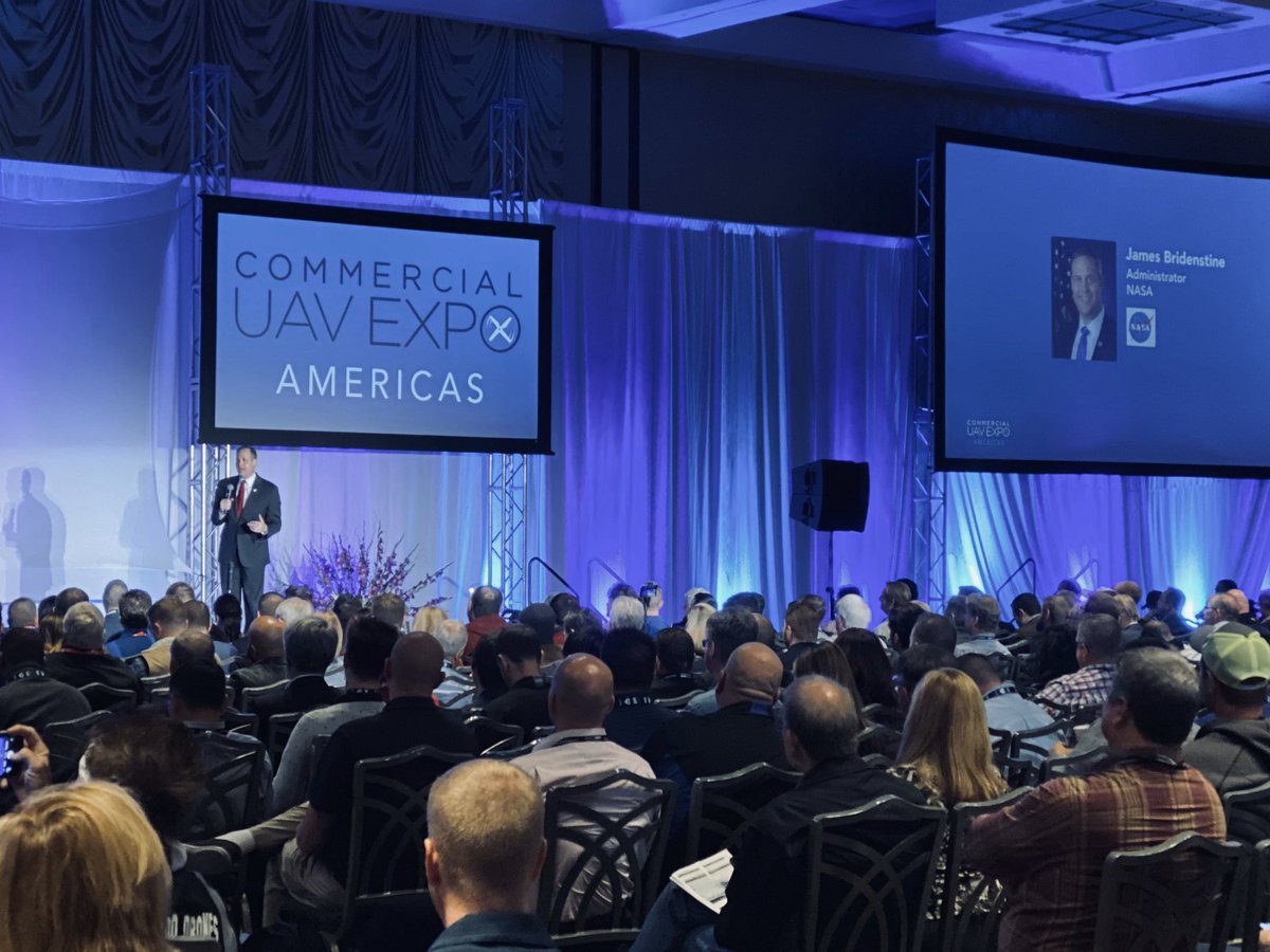 “We are going to the moon...wait different conference.” 
- <a href="/NASA/">NASA</a> <a href="/JimBridenstine/">Jim</a> at <a href="/ExpoUAV/">Commercial UAV News</a> discussing the first “A” in NASA and sharing his first carrier flight experience, what it takes to succeed, and what a NASA success means for us today. #smoothSailing