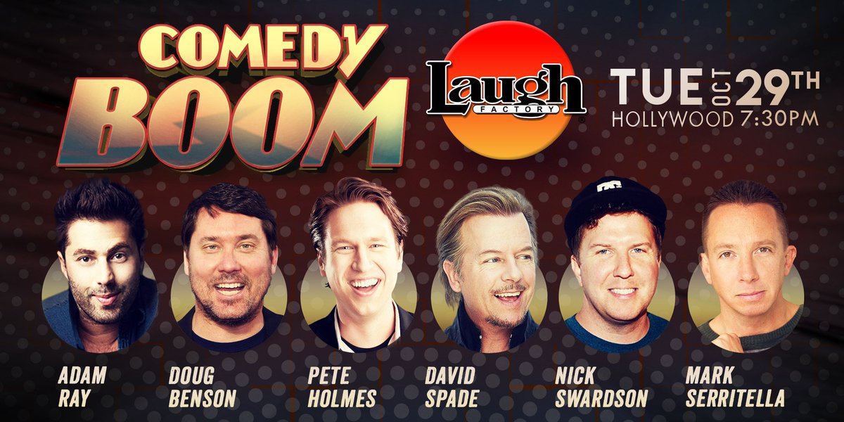 TheLaughFactory's tweet photo. #TacoTuesday isn't the only thing great about Tuesday. See this Star-studded lineup. Catch #HBOCrashing π @peteholmes, #JoeDirt π @DavidSpade, #Reno911 π @NickSwardson, #GettingDougWithHigh π @DougBenson with @MarkSerritella, and @adamraycomedy!
Tix - https://t.co/sb9CqiF0Za https://t.co/swKoftt1R0