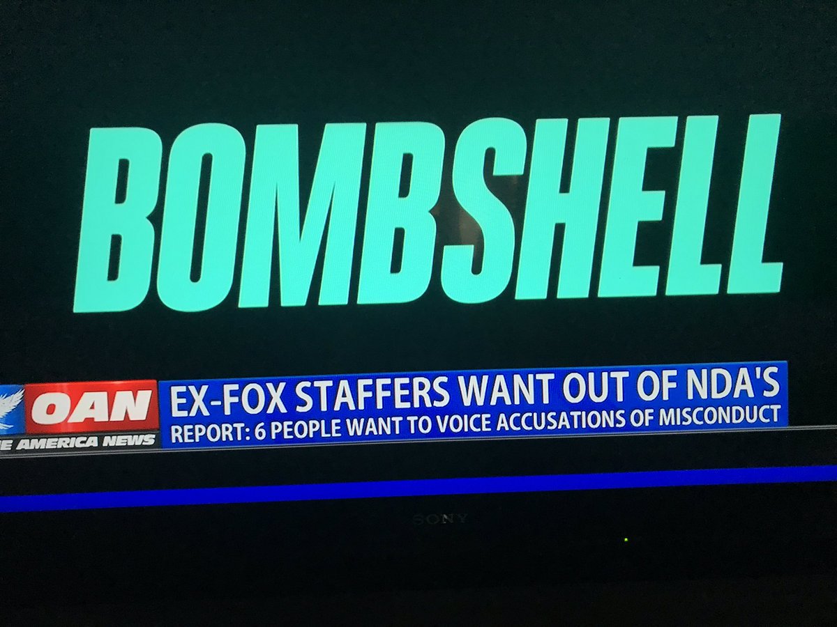 warlove55's tweet photo. In the upcoming movie “BOMBSHELL” seems like a whole Lotta #Pizzagate going on in the news world. This is been exposed by True News #OANN https://t.co/llc0XvyIGC