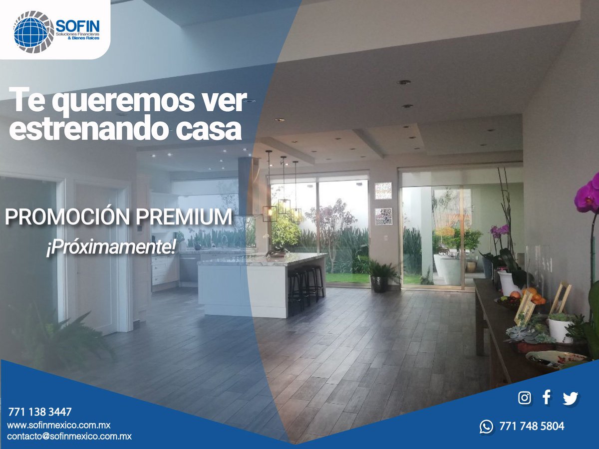 SOFINMEXICO's tweet photo. A solo unos días de comenzar con la promoción más grande que hayamos trabajado. ¡Espera nuestra gran sorpresa! 🤩🤩

📲771 138 3447.
🌐 https://t.co/fQoAure3j4
📧contacto@sofinmexico.com.mx

#SofinMéxico #Crédito #CréditoHipotecario #CasaDeLujo #Residencial #Pachuca #Asesoria https://t.co/vUwDYQVIAr