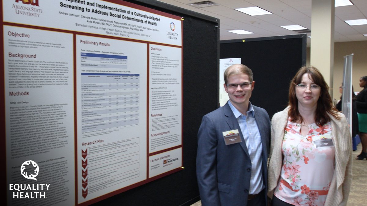 Equality Health (@equalityhealth) on Twitter photo At <a href="/AZHealthEquity/">Arizona Health Equity Conference</a>, our team presented research on addressing #SDOH in partnership with <a href="/asuhealth/">ASU Health Solutions</a>. "Sharing our research together, like this poster, is a win-win for patients, partners, students and faculty" stated Dr. Anita Murcko of ASU. bit.ly/2ZoIDNc At <a href="/AZHealthEquity/">Arizona Health Equity Conference</a>, our team presented research on addressing #SDOH in partnership with <a href="/asuhealth/">ASU Health Solutions</a>. "Sharing our research together, like this poster, is a win-win for patients, partners, students and faculty" stated Dr. Anita Murcko of ASU. bit.ly/2ZoIDNc