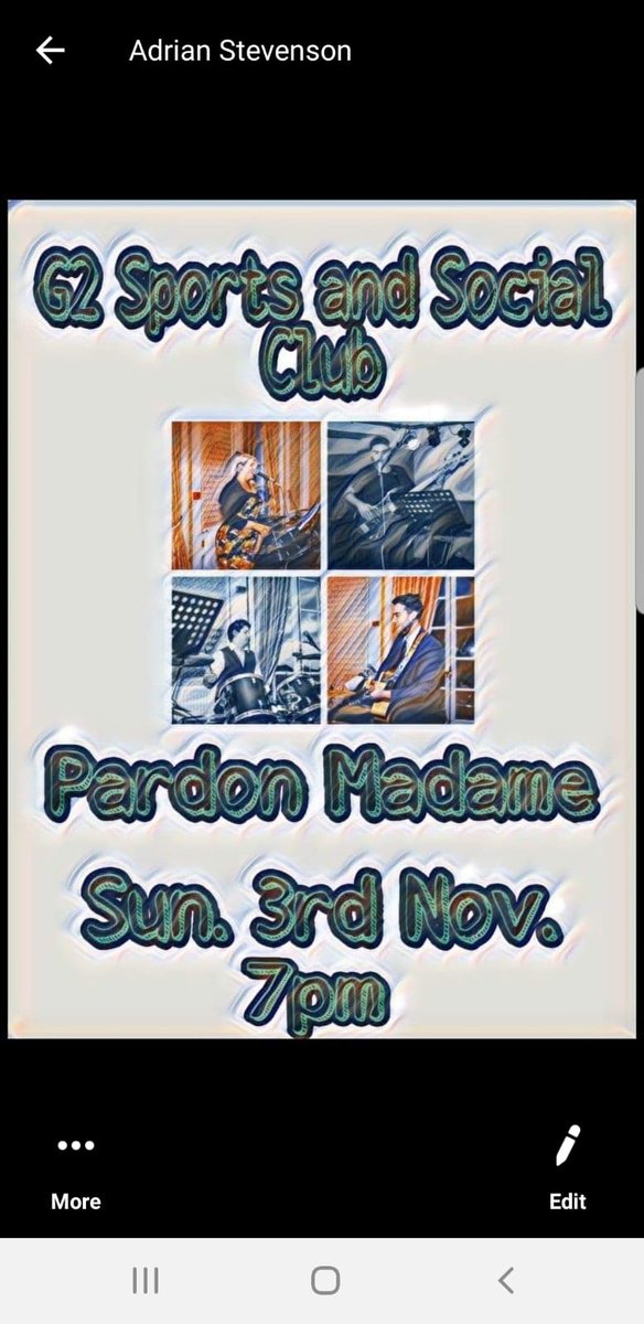 This Sunday 3rd Nov 2019 the G2 is excited to introduce Pardon Madame in the Bar. We have the duo version of the band playing who cover songs from the 60’s to modern day chart. Guaranteed to get a few of you dancing!! Music starts at 6 following the Gwynfi lotto draw 🍺 🕺🏻🎸🥁👍🏻