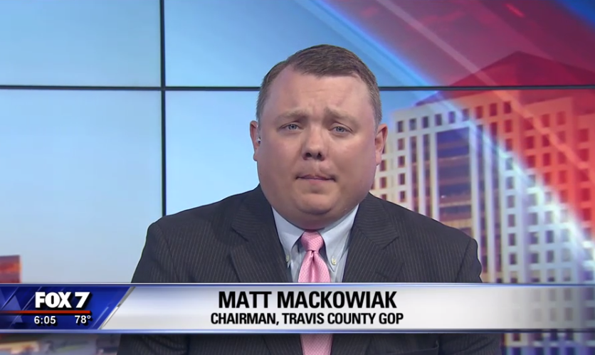 CaseyOnFOX7's tweet photo. NEW: @TravisGOP Chairman @MattMackowiak is moving forward with an effort to reinstate Austin's previous homeless camp/sit/lie ordinance by ballot initiative. He says #saveaustinnow will begin collecting signatures on Nov. 5. ---- @fox7austin #atxhomeless https://t.co/k82jSpoIN2