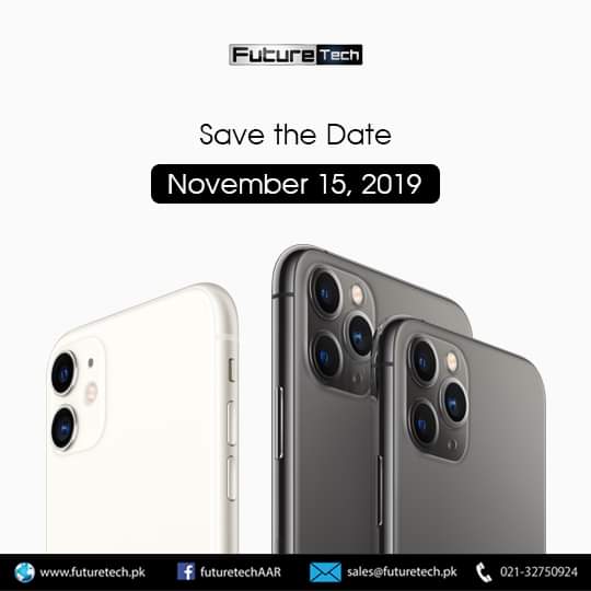 FutureTechAASP's tweet image. Finally, the wait is over now!😍
The most advanced iPhone ever will be officially available on November 15th, 2019.
Stay in touch to get latest updates. :)

#FutureTech #Apple
#iPhone11_Launch_in_Pakistan