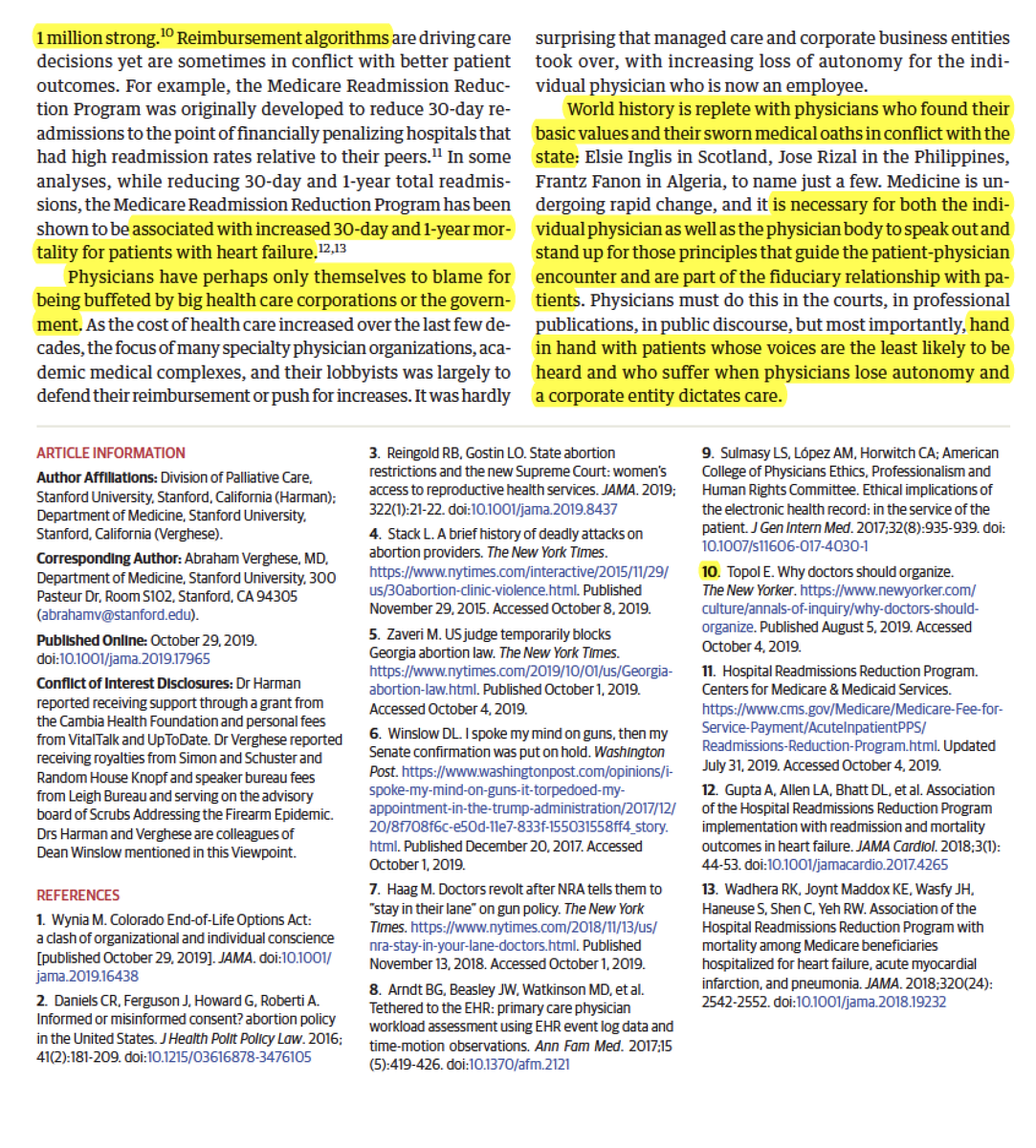 Eric Topol (@erictopol) on Twitter photo "Physicians must do this ... w/ patients whose voices are the least likely to be heard & who suffer when physicians lose autonomy and a corporate entity dictates care." <a href="/Steph_HarmanMD/">Stephanie Harman</a> @cuttingforstone <a href="/StanfordMed/">Stanford Medicine</a> in <a href="/JAMA_current/">JAMA</a> on sanctity of the patient-doctor relationship "Physicians must do this ... w/ patients whose voices are the least likely to be heard & who suffer when physicians lose autonomy and a corporate entity dictates care." <a href="/Steph_HarmanMD/">Stephanie Harman</a> @cuttingforstone <a href="/StanfordMed/">Stanford Medicine</a> in <a href="/JAMA_current/">JAMA</a> on sanctity of the patient-doctor relationship