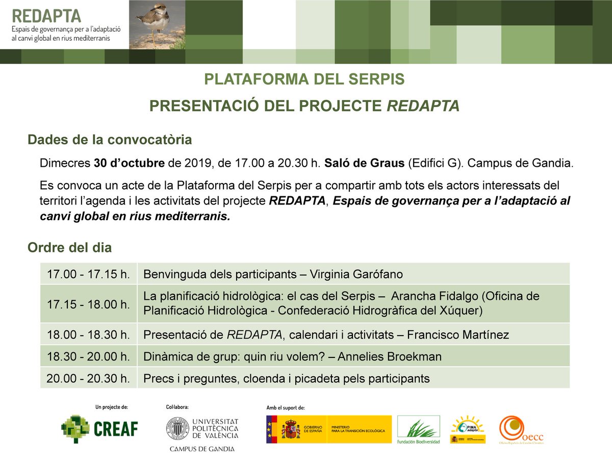 ElRebrot's tweet photo. Presentació del Projecte REDAPTA. Perqué coneixer els nostres rius és el primer pas per estimar-los. Ens vegem allí!! https://t.co/zeWyzDGqpe