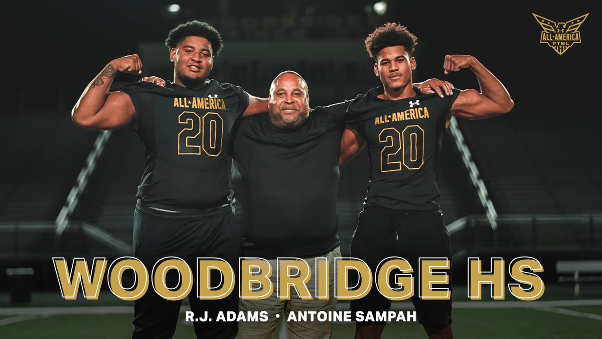 UANextFootball's tweet photo. Good luck finding a better duo... 😯

Congrats to @exclusivejaayy and @_antoinesampah on receiving their 2020 Under Armour All-America Game jerseys! 👏

#UAALLAMERICA https://t.co/9gLskEY92z