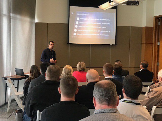 SecureWorld's tweet photo. .@RonWinward of @radware presenting at SecureWorld Denver today: "Researchers report that the complexities and difficulties of #cybersecurity have accelerated as a result of the ongoing #cloud migration.” #SWDEN19 https://t.co/TkszSXqWTg