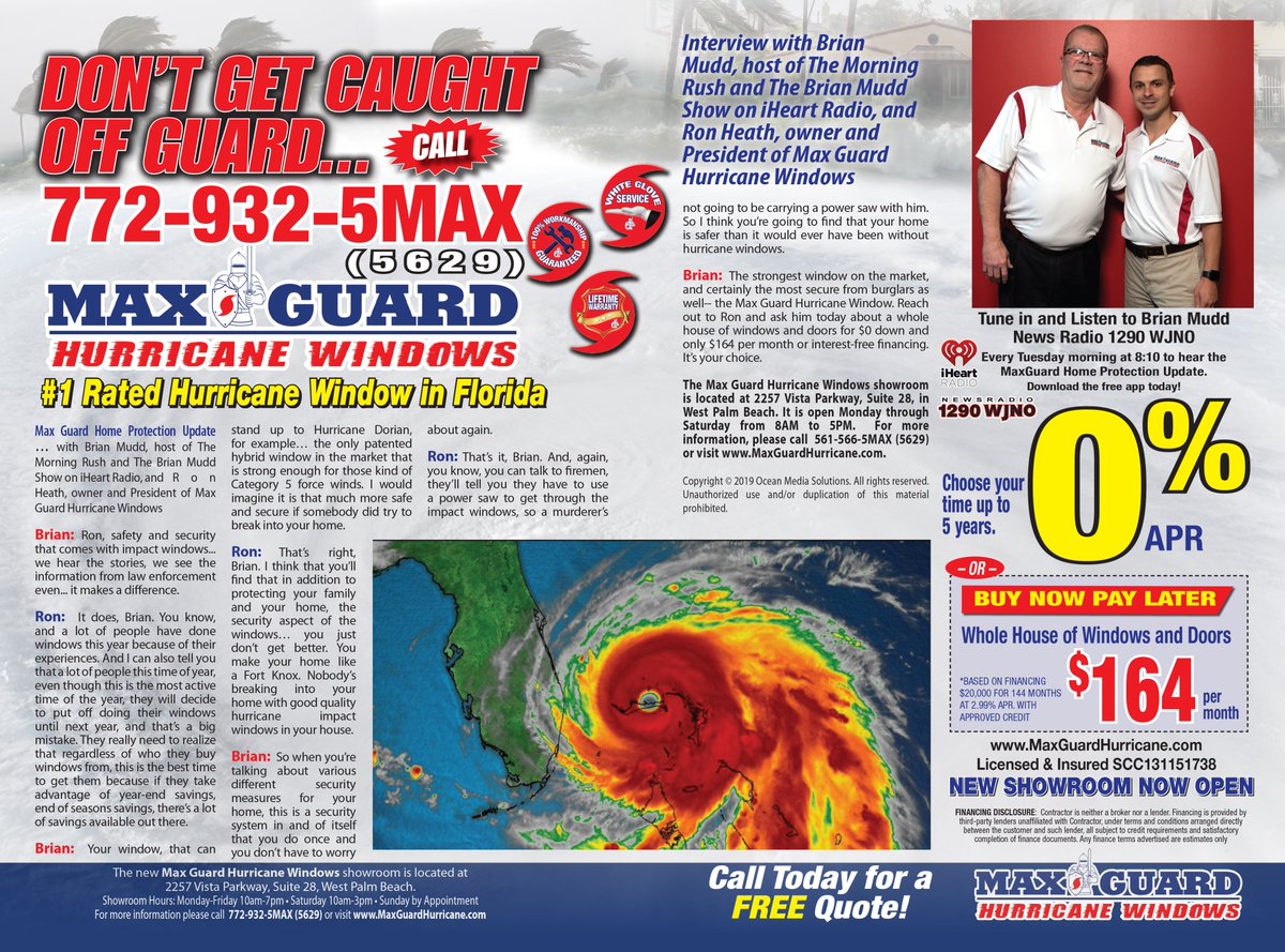 Did you know that hurricane windows also provide greater security from break-ins? Learn more in the latest home protection update from @MG_Hurricane 😊

#MyLivingMagazines #MaxGuardHurricaneWindows #Safety #Security #BurglarProtection #LocalBusiness #WestPalmBeach #Florida