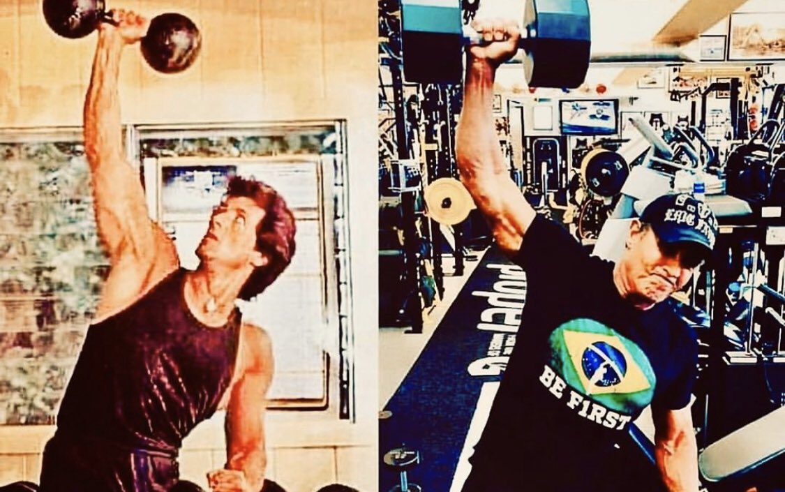 TheSlyStallone's tweet image. Just a reminder of my friends that just because you get older doesn’t mean you can’t get better. 

At 35 years old I was doing 40lb. dumbbells  at my present age, it’s 100 lbs - So never stop PUNCHING! 

PS: huge size does not always equal strength. @SlyStalloneShop