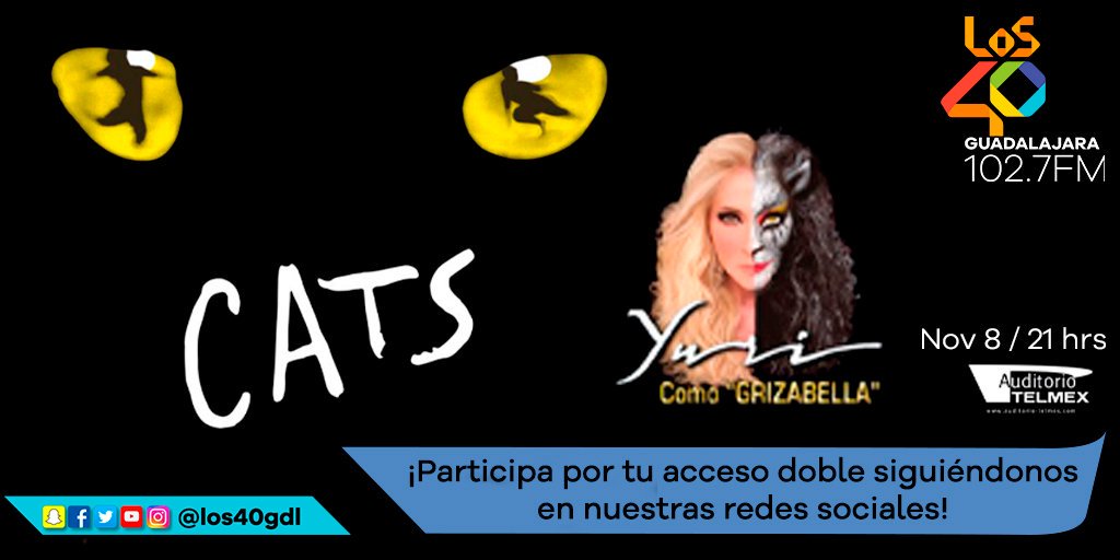 Los40Gdl's tweet image. ¡Es hora de ganar tu acceso doble para #CATS!
Solo tienes que darle fav, rt y escribir un tweet que diga: &quot;¡#LOS40GdlMeLleva a Cats!&quot;
Recuerda etiquetarnos para ver la notificación.