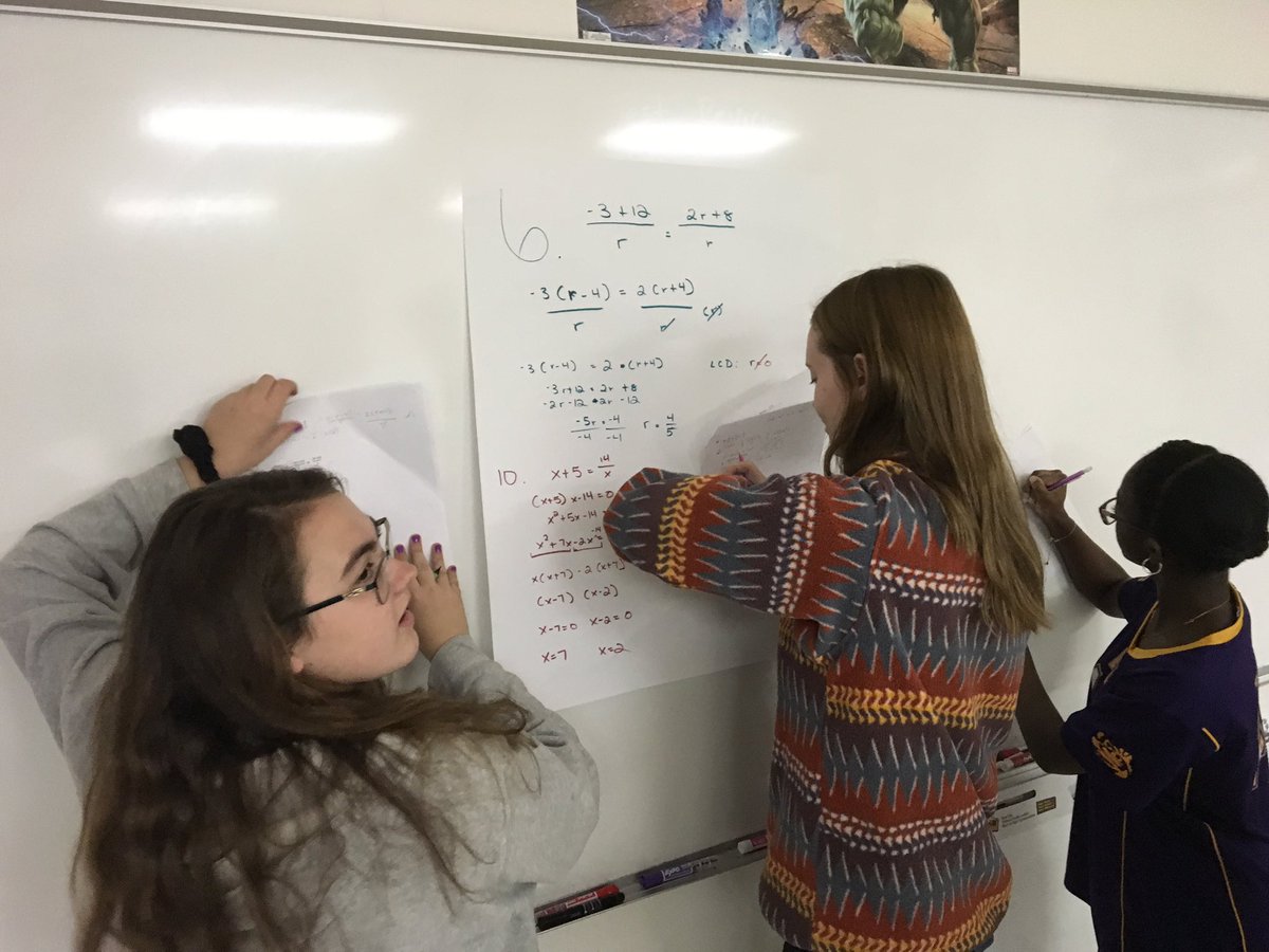shs_taylor's tweet photo. @SachseAVID Jr and Sr Pre Calculus students collaborating on a rational functions worksheet. (WCOR) #shsWICORcy2 #runmustangsrun #gallerywalk https://t.co/qTQkYyDunu