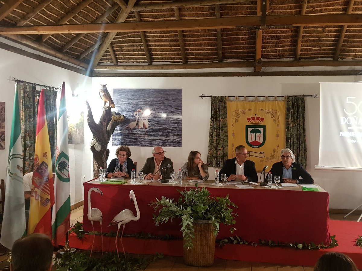 AytoHinojos's tweet photo. "Doñana Contada" por Antonio Gil, María Talavera y Rafaela González. El acto está siendo moderado por Manuel Monge y Víctor Manuel Bocanegra. #50AniversarioDeDoñana https://t.co/pqKQWlsiL7