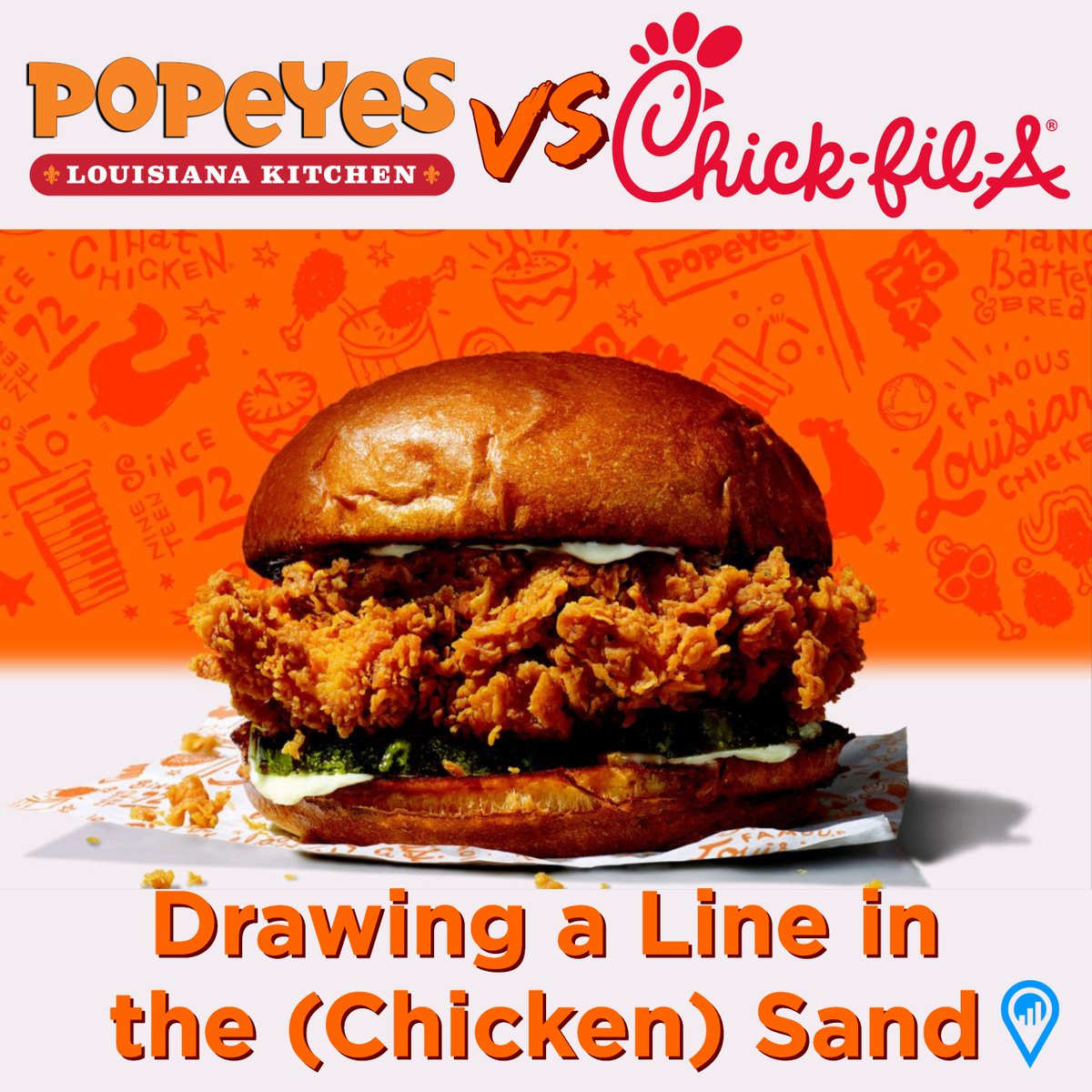 InvestLocally's tweet photo. @PopeyesChicken  new chicken sandwich to make its comeback debut Sunday! Meanwhile @ChickfilA  will  be closed...because it’s Sunday and that’s always when you want to go there. Let the #FriedFight begin! https://t.co/uyUBxBUIkA