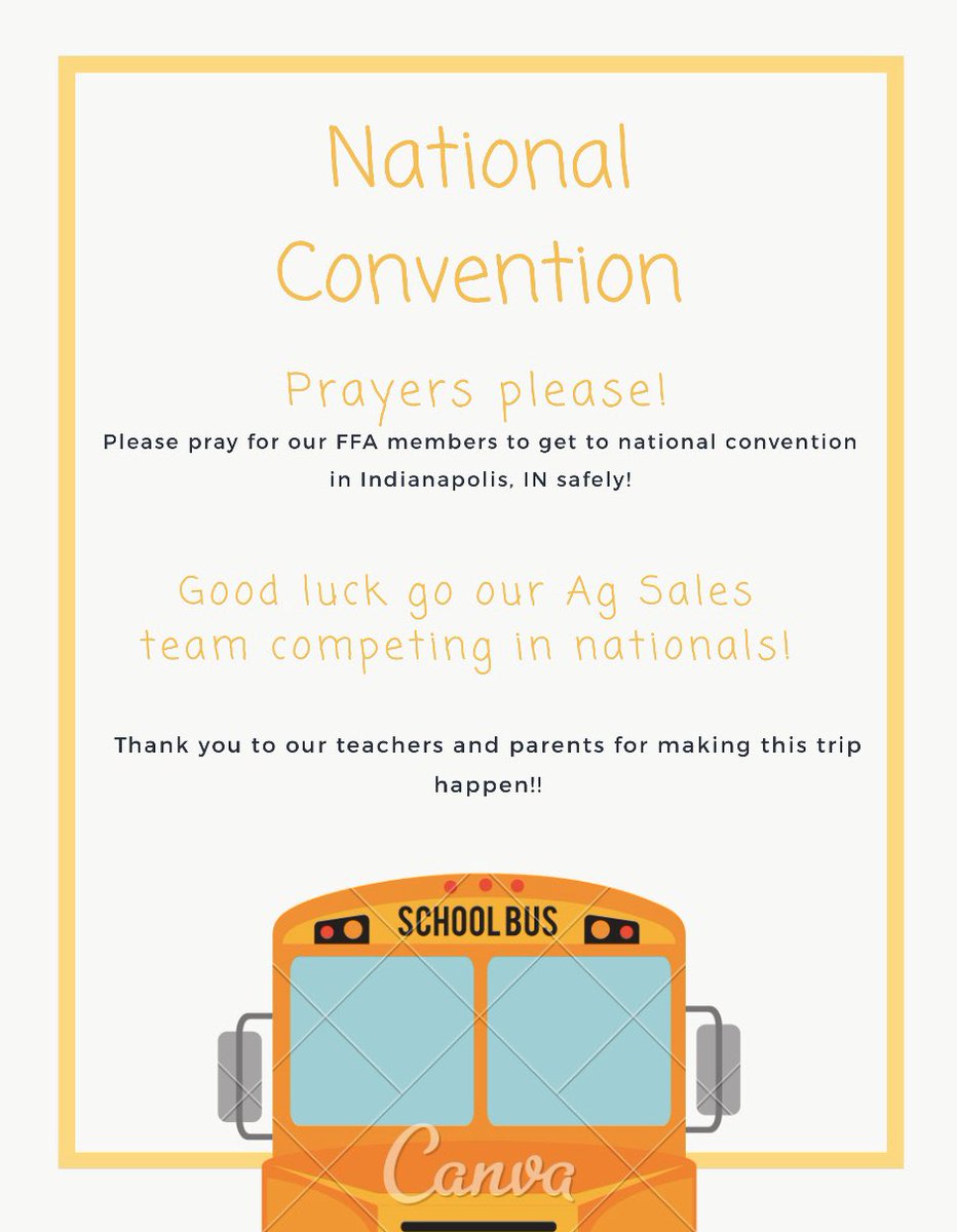 MCHS_FFA's tweet photo. Today our Chapter leaves for National Convention in Indianapolis! Please pray for safe travels and a great trip! Thanks to all the teachers, parents and donors who made this trip possible!! https://t.co/v3VBZqQZ6J