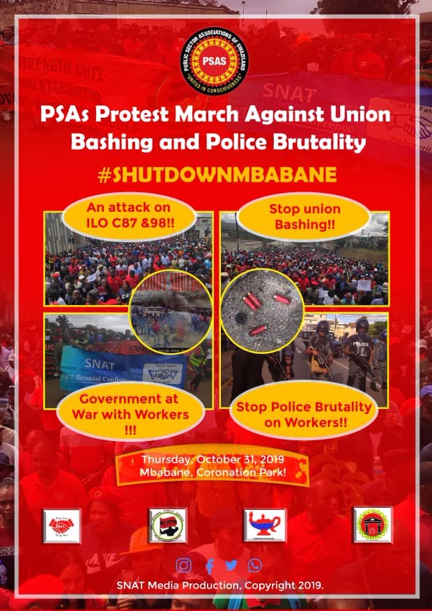 SNAT Swaziland (@snatswaziland) on Twitter photo Trade Unions must operate without any threats, fear and intimidation. Royal Police (OSSU) won't stop us from demanding better salaries.<a href="/EswatiniGovern1/">Eswatini Government</a>,<a href="/ilo_pretoria/">ILO Pretoria</a>,<a href="/tucoswa/">TUCOSWA</a>,<a href="/LabourSD/">Swazi Labour Insight</a>,<a href="/SAHRDNetwork/">SouthernDefenders</a>,<a href="/OSISA/">OSISA</a>,<a href="/_cosatu/">@COSATU Today</a> Trade Unions must operate without any threats, fear and intimidation. Royal Police (OSSU) won't stop us from demanding better salaries.<a href="/EswatiniGovern1/">Eswatini Government</a>,<a href="/ilo_pretoria/">ILO Pretoria</a>,<a href="/tucoswa/">TUCOSWA</a>,<a href="/LabourSD/">Swazi Labour Insight</a>,<a href="/SAHRDNetwork/">SouthernDefenders</a>,<a href="/OSISA/">OSISA</a>,<a href="/_cosatu/">@COSATU Today</a>