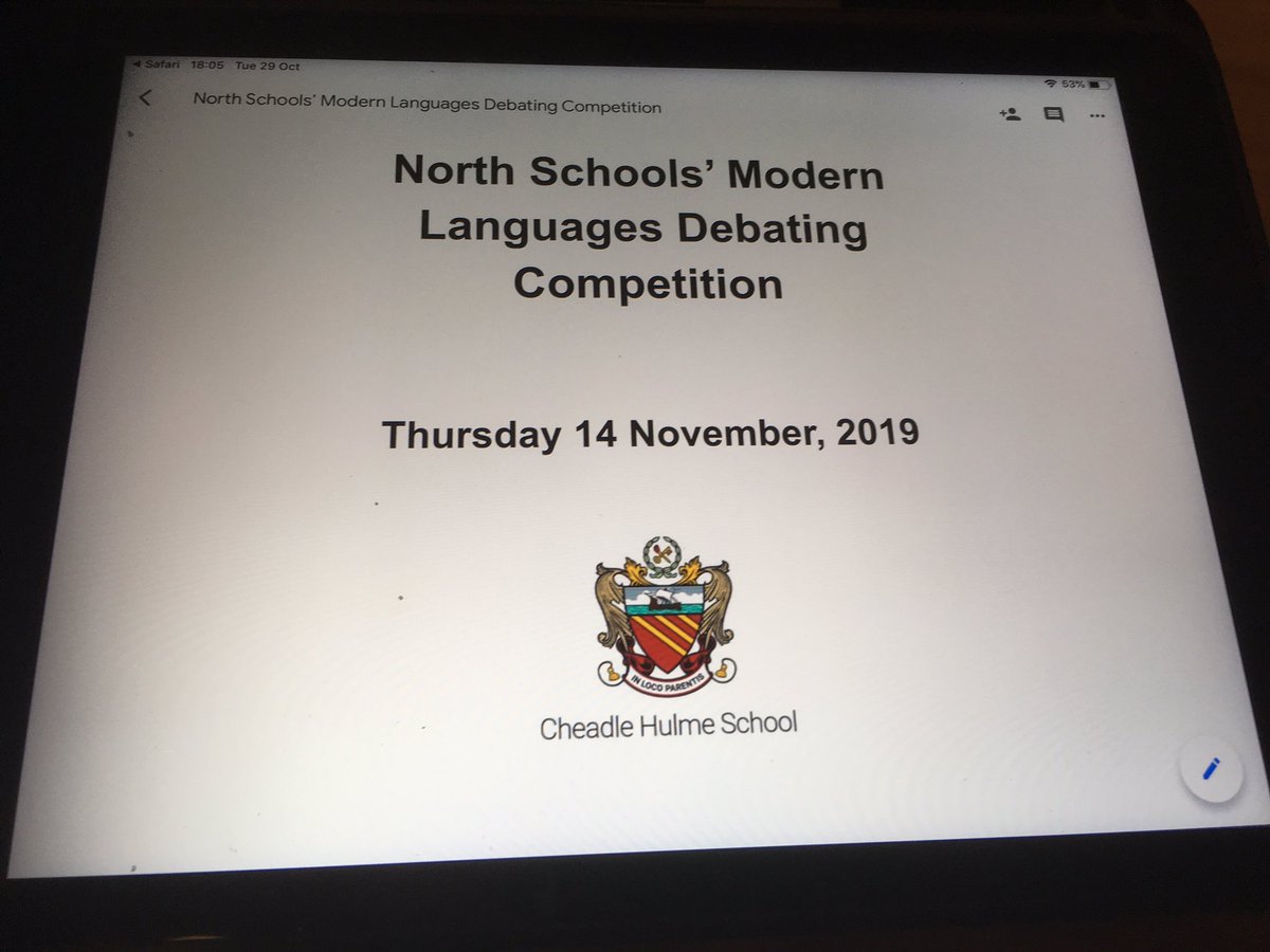 chs_linguists's tweet image. Can’t wait for North Schools’ Modern Languages Debating Competition hosted at CHS on 14 Nov. Y13 from 14 schools will debate in Fr, Ger, Sp and Russian about approaches to education and the merits of space exploration to name just two of the areas #MLDebating2019 #CHSacademic