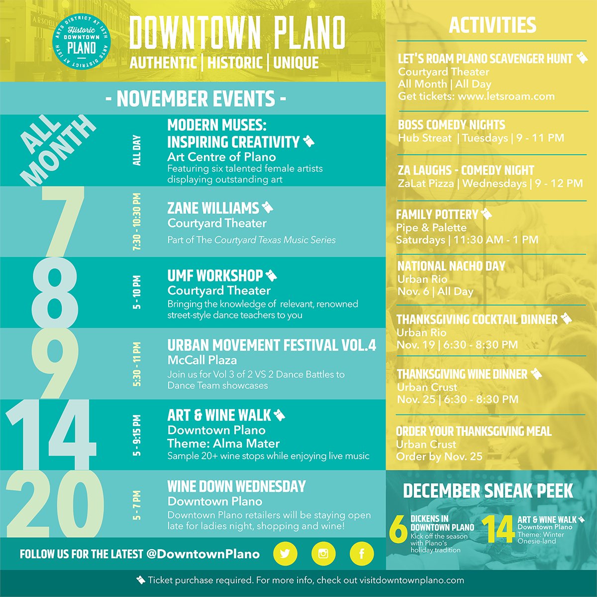 October has flown by here in #downtownplano with multiple events topping off a great month.

Get ready to shop, eat, and play in Downtown Plano in November!