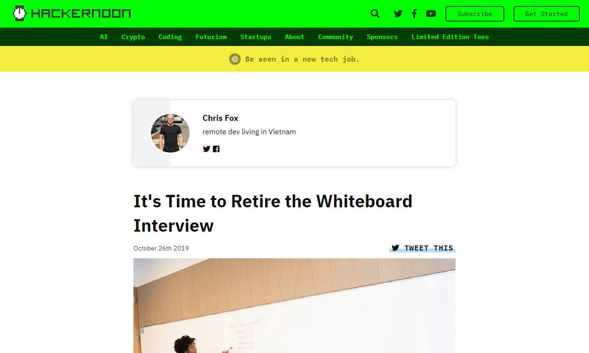 codecidedotnet's tweet image. It&apos;s Time to Retire the Whiteboard Interview
#interviewer #whiteboardinterview #work #candidate #developer #remotework
via hackernoon.com
☛ amp.gs/qSsm