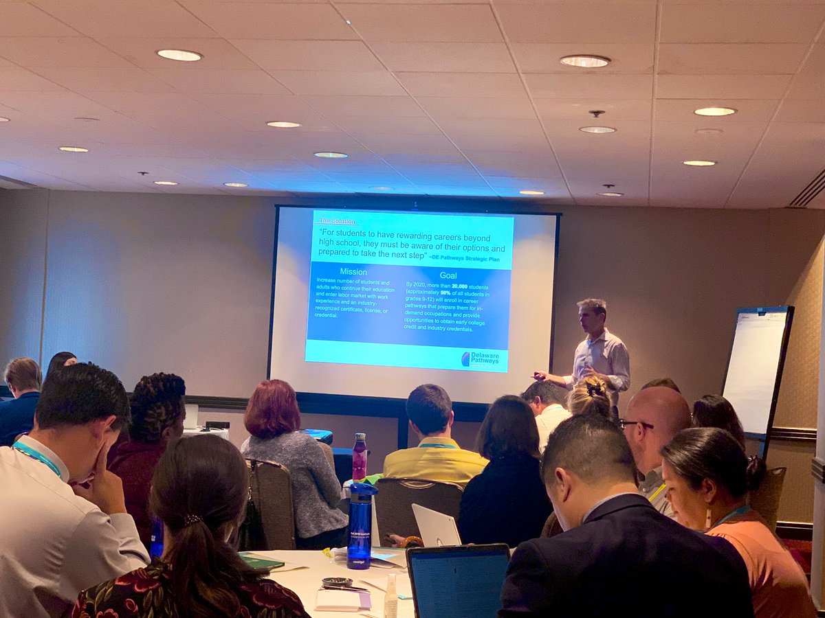 “When you get to half of all #highschool students in the state engaged in #pathways, as #DE is about to, you shift the narrative, changing expectations and systems” Thank you, Paul Herdman of <a href="/RodelDE/">Rodel</a>, and go <a href="/DEPathways/">Delaware Pathways</a>! #JFFPathways <a href="/jfftweets/">Jobs for the Future (JFF)</a>