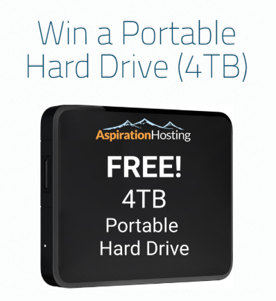 We proudly present our first monthly FREE raffle!
Enter to win a 4TB portable hard drive!
Click the link below to enter.

aspirationhosting.com/4tb-portable-h…