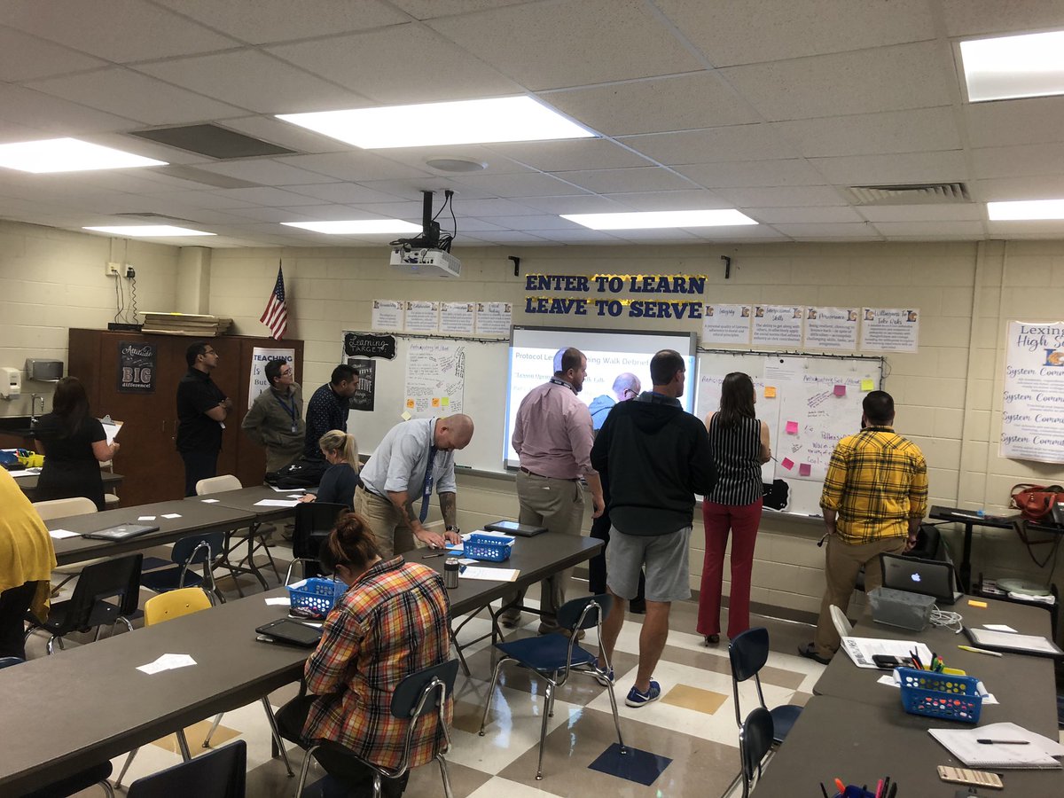 smithno2's tweet photo. Conducting a chalk talk to collect evidence around lesson openings in classrooms. This team saw great things at @LHSWildcatsLex1. Well done, Cats! #protocolswork @TheNSRF https://t.co/2lyfcNPq9t