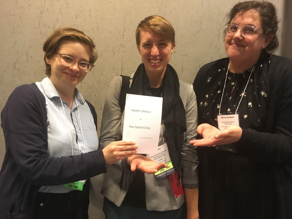 PortPublicLibME's tweet photo. We are so proud of our PPL staff and their work to produce Health Literacy &amp; The Opioid Crisis, a zine for Maine library workers. Pictured here, Health Literacy Librarian, Rebecca, and PPL colleagues Ann and Marie! #PPLCelebrates #PPLPride #nela2019

https://t.co/V6uOMHRlzc https://t.co/Q8nhrGCked