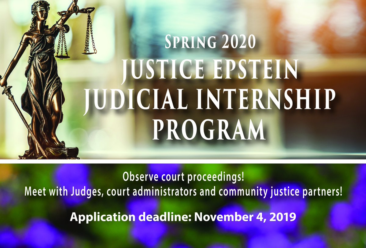 The Justice Epstein Judicial Internship is a unique program designed to give <a href="/sacstate/">Sacramento State</a> students the opportunity to learn more about CA’s court system. 
Info Session 10/30 from 12-1pm at The WELL (Aspen Suite)
Visit csus.edu/center/center-… to apply!
Application deadline: 11/4/19