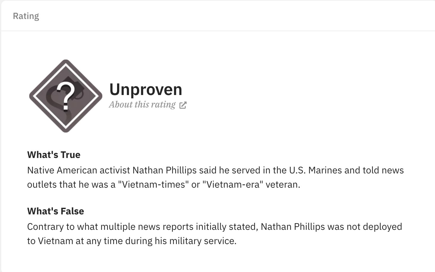 Father S Day Fan Account Cernovich On Twitter Hi Snopes You Claim That Nathan Phillips Covington Harasser Never Claimed To Be A Vietnam Veteran Https T Co 7jlojxnmsb Here S A Video Of Phillips Lying About Serving