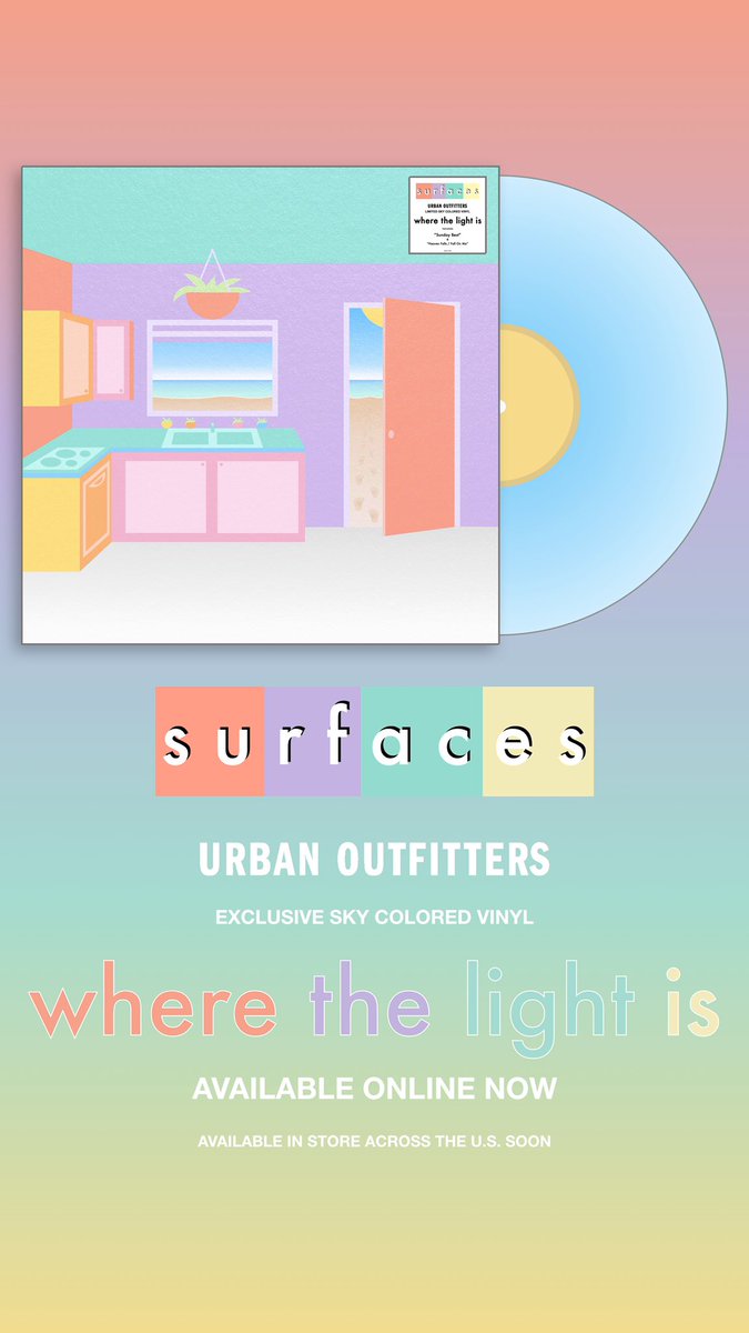 surfaces on Twitter: "where the light is vinyl now available online at @UrbanOutfitters and on shop at https://t.co/HmMhsAcIAU ! https://t.co/3mOkcnZndn" / Twitter