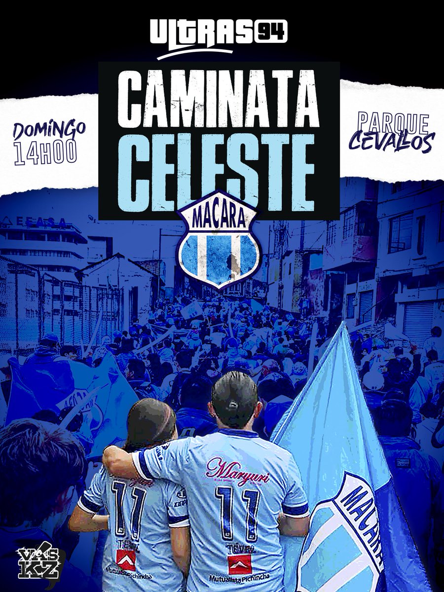 UltrasMacara94's tweet photo. CAMINATA CELESTE 2019

Te esperamos este domingo, desde las 14:00 horas en el Parque Cevallos...

Ven con toda tu familia y amigos. Trae banderas, globos y papel picado!

AMBATO ES CELESTE! 🇧🇼

LA FIESTA ES NUESTRA!

#ElAñoCeleste #DaleMacará @Macara_Oficial https://t.co/Rximf71hOQ