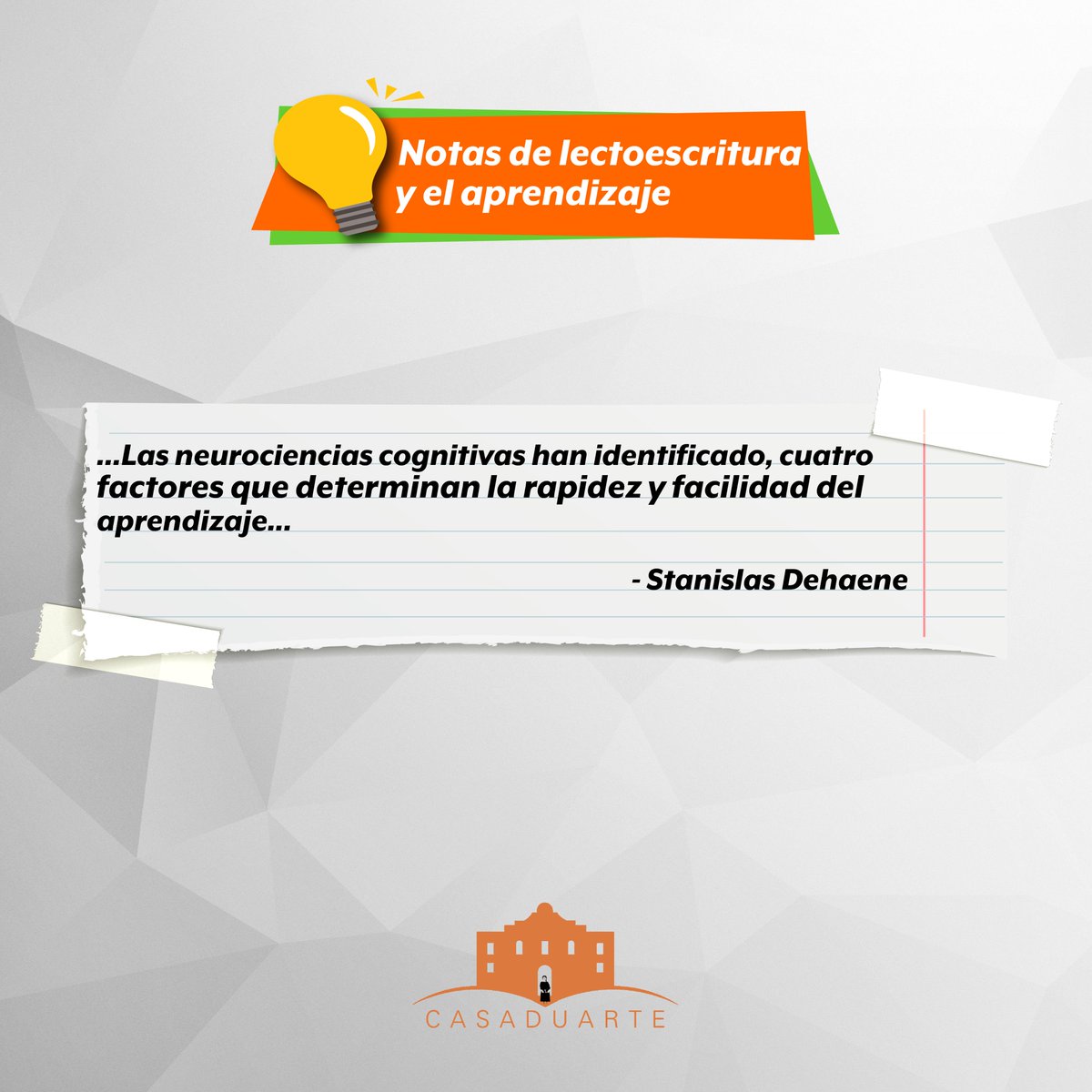 casaduarterd's tweet photo. Estas ideas han sido seleccionadas por nuestras directora editorial doña Obdulia García de Escobar de la obra del neurocientista francés Stanislas Dehaene. Síguenos. Estaremos compartiendo esta y otras ideas del autor sobre la lectoescritura y el aprendizaje. #casaduarte https://t.co/Ioubyu3Gji