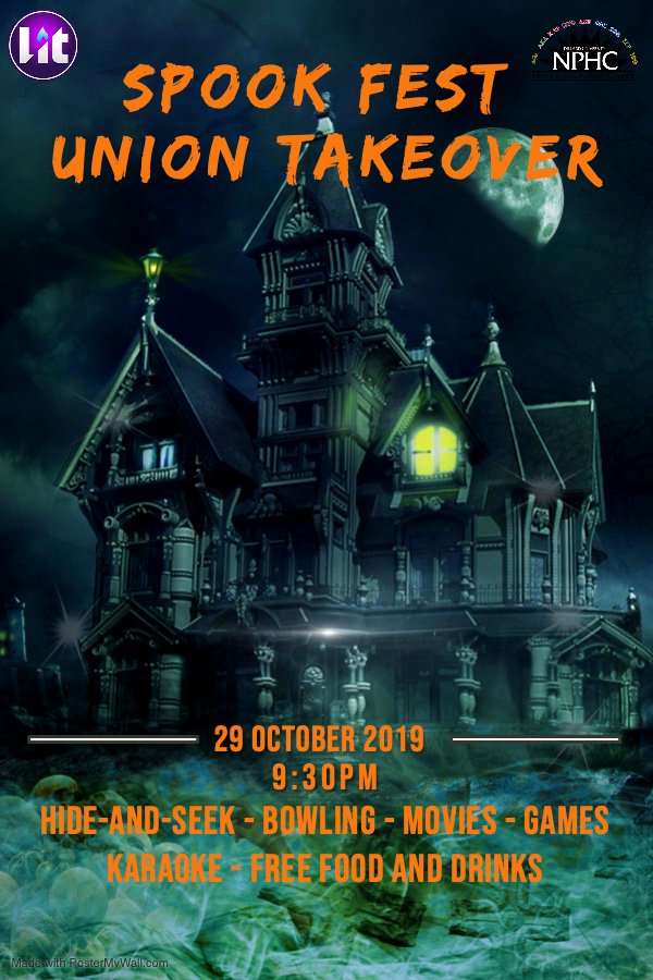 duCPT2_1869's tweet photo. So we heard y'all thought that Bonfire was lit, so we have another surprise! We are partnering with @nphc_du for our Spook Fest Union Takeover TONIGHT at 9:30PM!  See you there for the late night festivities!👀👻 
#DUSpookFest #DULit https://t.co/wAB3lv04iU