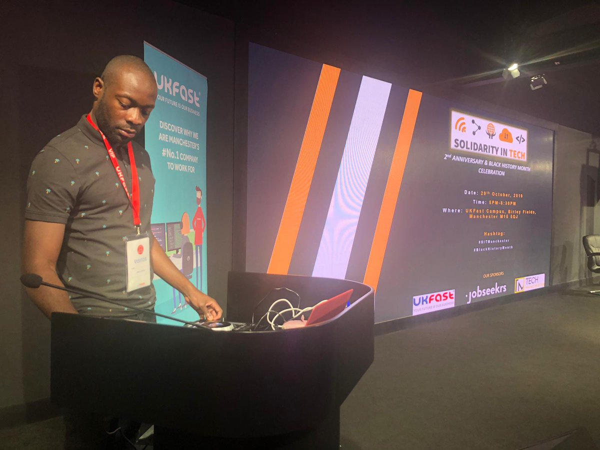 ANSGroup's tweet photo. We have @kemoywalker welcoming the audience tonight, before a fantastic line up kicks off with cofounder of @solidaritymcr Elsa Zekeng followed by #SITTalks with Gisela Abbam, chair of British Science association, then Andres Honeywell, CIO of HMRC UK. #BHM #SITManchester https://t.co/BuClgIi71I