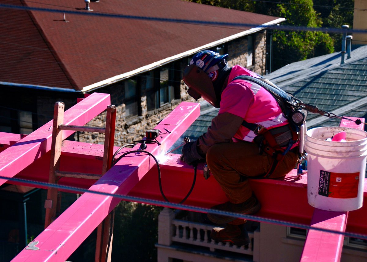 aisc's tweet photo. Dave Steel Company raised awareness and dollars for breast cancer research this month. Check out the pink steel used to promote the cause! https://t.co/Um6ThfiXtu #BreastCancerResearch #PinkStrong #SteelStrong https://t.co/8h5NOQwOyy