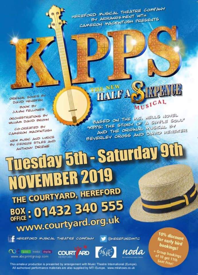 One week today curtain will go up on our fabulous production of Half A Sixpence. Don't miss the opportunity to see this toe-tapping show
We're giving away student tickets Tuesday 5th for £5 each!! (With valid ID) Get yours now by calling the Courtyard box office on 01432 340555.